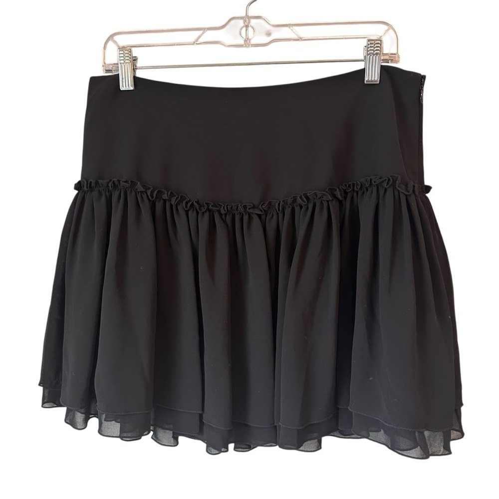 NWT Banana Republic Black Shirred Dropwaist Lined Tiered Ruffle Mini Skirt, 10 - Picture 2 of 9